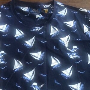 Ralph Lauren Navy Blue Sailboat Print Tee
